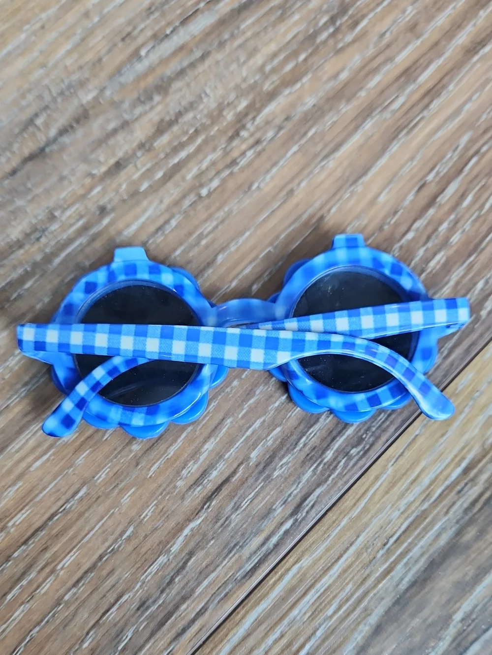 Vintage Kids Sunglasses Blue Gingham Check
